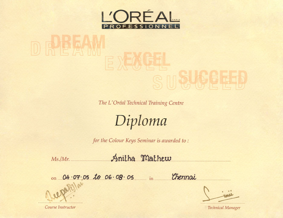 Loreal's Certificate